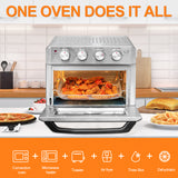 Air Fryer Toaster Oven, 19 QT Large Air Fryer Toaster Oven Combo, Stainless Steel Countertop Convection Air Fryer Oven for Fries, Pizza, Chicken, Cake, Cookies, 4 Accessories & 33 Original Recipes