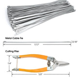 Metal Cable Zip Ties Self Locking 304 Stainless Steel Exhaust Wrap Tie w. A Diagonal Cutting Plier Home Tools, 0.2 by 18 in 20 Pcs/Set
