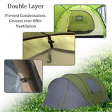 NUNET 3/4/5/6 Person Easy Pop Up Tents for Camping, 12.47'X8.53'X51.18'', Automatic Double Layer Waterproof Instant Family Tent w.Vestibule, Portable Two Doors Ventilated Dome Tents