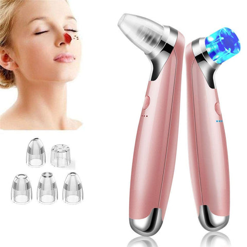 Electric Blackhead Remover Vacuum, Blackhead Remover Tool, 5-Speed Adjustment and 5 Suction Head with Beauty Lamp Treatment for Facial Skin (Pink)