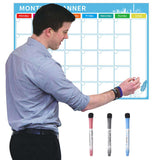 Roll over image to zoom in Magnetic Soft Whiteboard Monthly/Weekly Calendar Planner A3 Size 16"x12" w. Dry Erase Markers Eraser Emoji Faces Home Office Kitchen Flexible Magnet Paper White Dry Erase Board for Fridge Wall