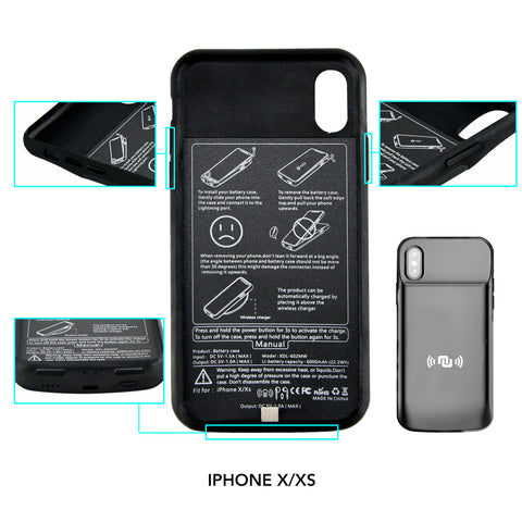 NUNET Nucharger Battery Case for iPhone X/Xs 6000 mAh Portable
